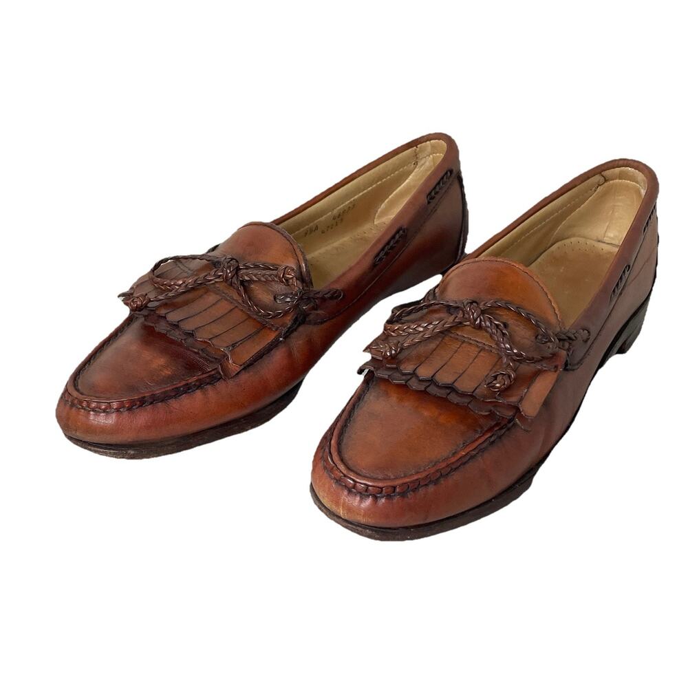 ALLEN EDMONDS Woodstock Mens 9.5 A Brown Leather Shoes Loafers Tassels Academia